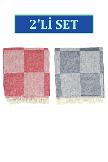 sethome collection 70X155 cm Plaid Checkerboard Patterned Loincloth Beach Towel Set of 2 (Couple Set)