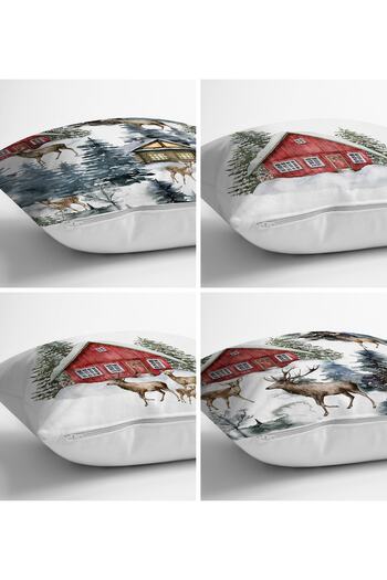 Realhomes Set de huse de pernă, cu 4 piese, design special pentru iarnă, cu imprimare digitală