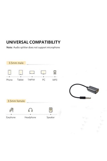 Streak Aux 3.5mm Jack Ses Adaptör Mikrofon Kulaklık Çevirici Kablo - Siyah