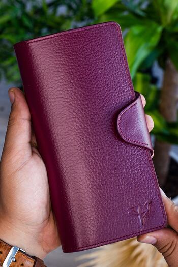 Garbalia Women's Burgundy Martha Genuine Leather Portfolio Wallet