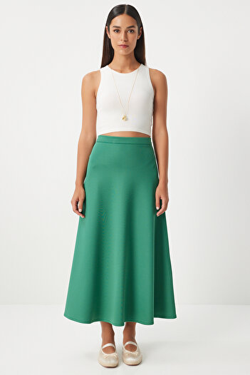 Happiness İstanbul Green A-line Loose Women's Skirt - TO00148