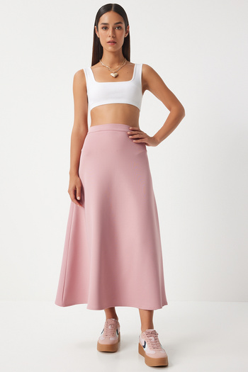 Happiness İstanbul A-line Women's Skirt - Powder, Loose Cut TO00148