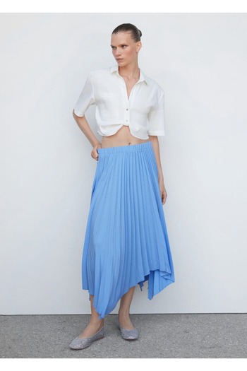 MANGO Woman Pleated asymmetrical skirt