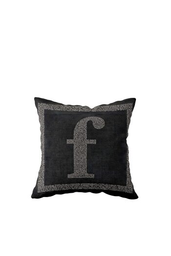 on the clouds Letter F Anthracite Floor Gray Framed Decorative Pillow Case with One Side Printed Hidden Zipper