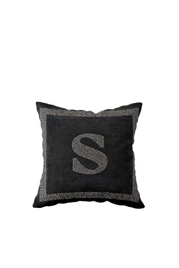 on the clouds Letter S Anthracite Floor Gray Framed Decorative Pillow Case with One Side Printed Hidden Zipper