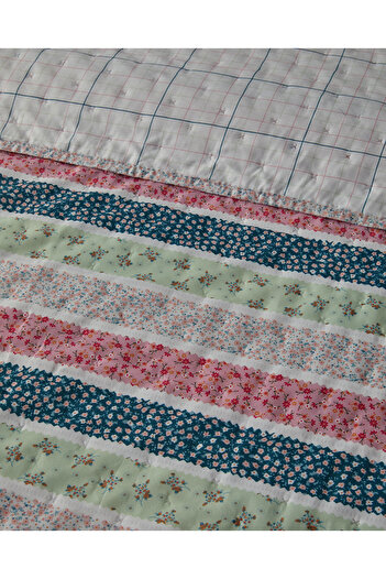 English Home Blossom Lines Çift Kişilik Çok Amaçlı Örtü Pembe