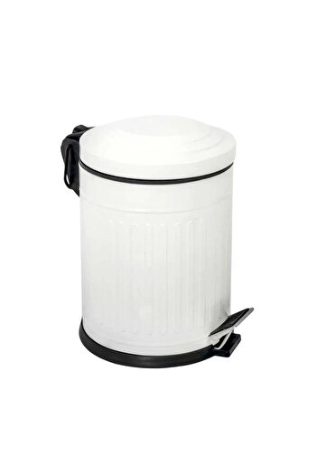GörSeç Vintage Series 3 Liter Vintage White Dustbin with Shock Absorber Lid Pedal Bathroom Kitchen Toilet