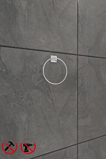 Alper Banyo Scilla Chrome Square Adhesive Στρογγυλή θήκη για πετσέτες – Κρεμάστρα για πετσέτες |   Δεν απαιτείται διάτρηση