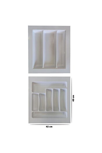 GörSeç 42X49 cm Organizer - Set of 2 White Ladle and Spoon Holder (36X40 cm E Cuttable)