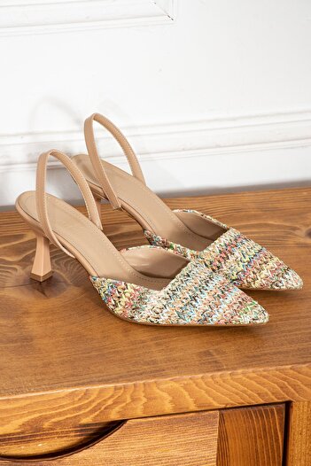 Katrina shoes Kadın Hasır Ayakkabı Topuklu Arkası Acık