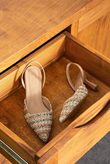 Katrina shoes Kadın Hasır Ayakkabı Topuklu Arkası Acık