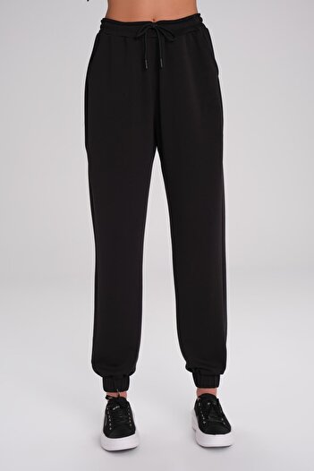 Haşema Soft Texture Black Jogger Pants - Elastic Leg, Sweatpants ACT-5