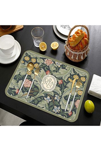 Else Dekor Pattern Washable Non-Slip Rectangular American Service Plate Under Plate