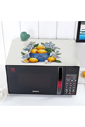3D ELSE HALI Vintage Lemon Patterned Microwave Oven Cover - 35x100cm