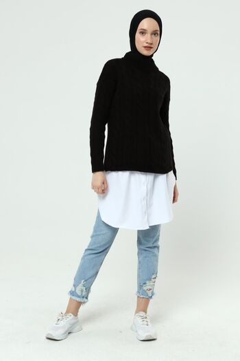 ilmek Women's White Elastic Waist Shirt Looking Rescue Inner Add Skirt 22109
