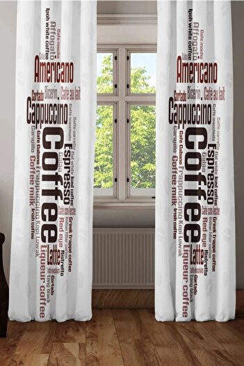 3D ELSE HALI Else White Coffee Textes Kitchen 3d Decorative Modern Background Curtain