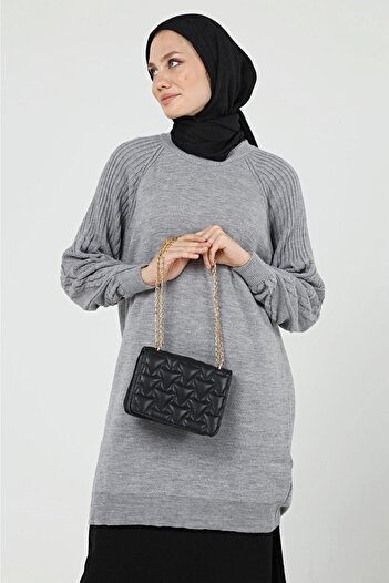 ilmek Women's Sleeve Hair Knit Winter Long Knitwear Hijab Tunik 4303
