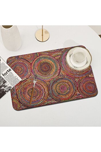Else Dekor Jute Patterned Washable Non-Slip Rectangular American Service Plate Under Plate