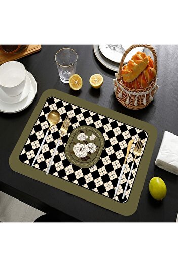Else Dekor Pattern Washable Non-Slip Rectangular American Service Plate Under Plate