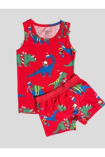elmas kids Boy's Dinosaur Patterned Cotton New Year Athlete Boxer Set - Boxed