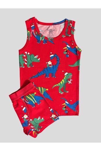 elmas kids Boy's Dinosaur Patterned Cotton New Year Athlete Boxer Set - Boxed