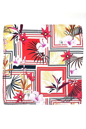 La Pescara Red - White Square Flower Pattern Men's Pocket Handkerchief Sps557-45