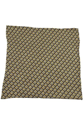 La Pescara Men's Yellow - Black Motif Printed Silk Handkerchief SPS148 KRVT8690002221524