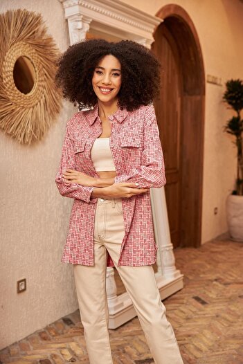 Orfeo Negro Geometric Patterned Double Pocket Shirt Jacket