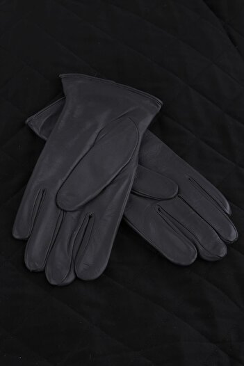 Kravatkolik Dark Gray Plain Genuine Leather Men's Gloves El34