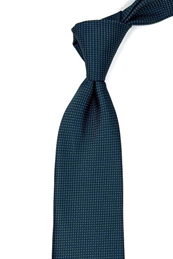 Kravatkolik Green Dot Patterned Classic Tie with Handkerchief - KK12539