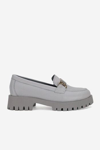 TUNAELLİ LOAFER DE FEMEIE GRI PIELE NATURALA - NUMARUL 36-41 CU CATARAMA