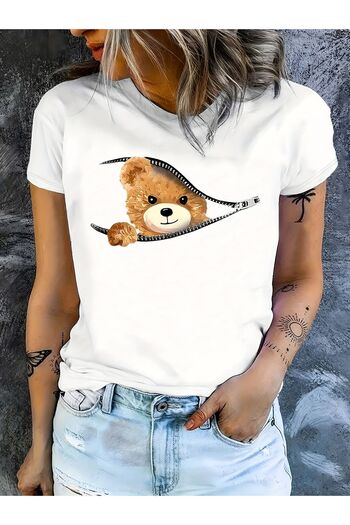 Let's Wear Μπλουζάκι Unisex Bear με στάμπα με λαιμόκοψη