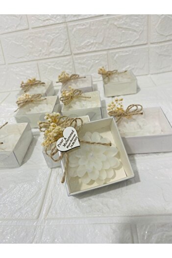 NeşeliAtölyem Süslemeli Lotus Mum, Nikah Şekeri, Doğum, Sünnet, Düğün Nişan Söz, Kına, Doğum Günü 5 ADET
