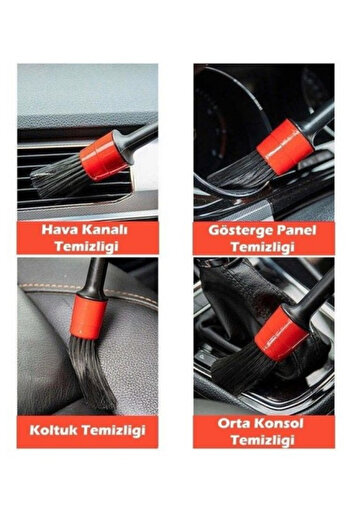 Vekorr 5+1 Adet Oto Araç İçi Detaylı Temizlik Fırça Seti Araba Temizleme Fırçası Klima Temizleyici