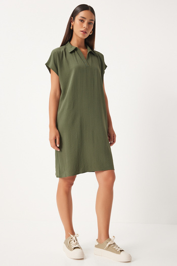 Happiness İstanbul Khaki Polo límeček Ayrobin letní šaty - TO00138