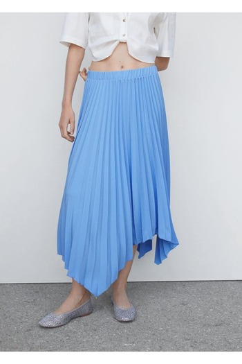 MANGO Woman Pleated asymmetrical skirt