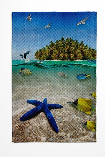 3D ELSE HALI Tropical Sea Pattern Printed Bedspread - Single Pillowed Pique Set