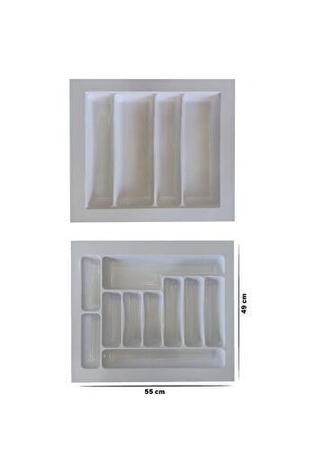 GörSeç Σετ 2 55x49 cm - Λευκή οργάνωση κουταλιού και μαχαιροπήρουνων, κοπή E 48x40 cm