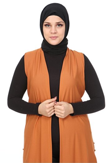 Ferace Γυναικεία Ρούχα Hijab Μεγάλο Μέγεθος Summer Mother Vest Tan