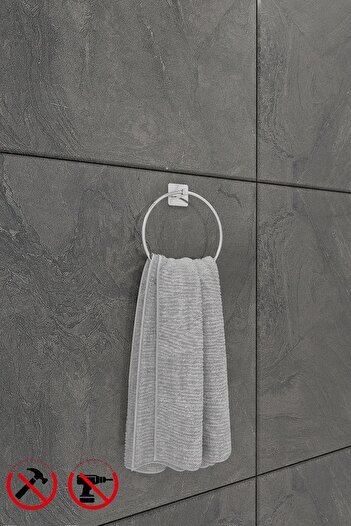 Alper Banyo Scilla Chrome Square Adhesive Στρογγυλή θήκη για πετσέτες – Κρεμάστρα για πετσέτες |   Δεν απαιτείται διάτρηση