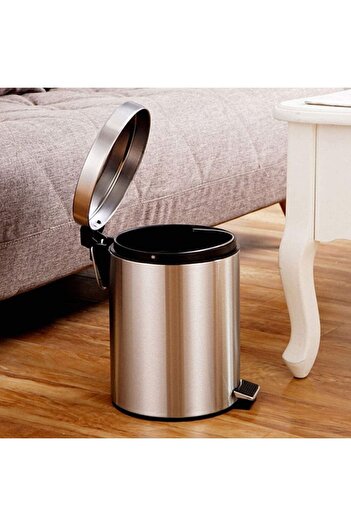 GörSeç Kitchen 3 Liter Trash Can Stainless Steel Pedal Trash Can Toilet Bathroom Balcony Bucket