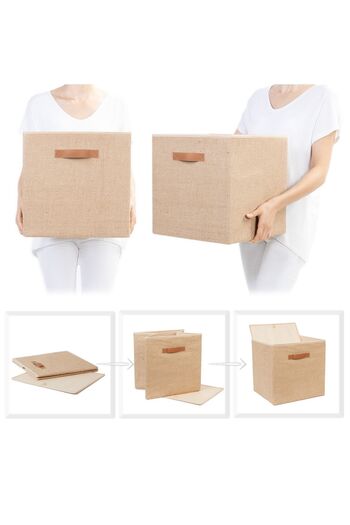 Ocean Home Textile 2 Adet Jüt Dolap İçi Çamaşır Oyuncak Düzenleyici Katlanır Saklama Kutusu Organizer 33x30x33