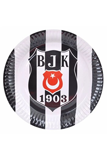 SURPRISE PARTY STORE Beşiktaş Temalı Doğumgünü Siyah Beyaz Kağıt Karton Tabak Bardak 8 Kişilik