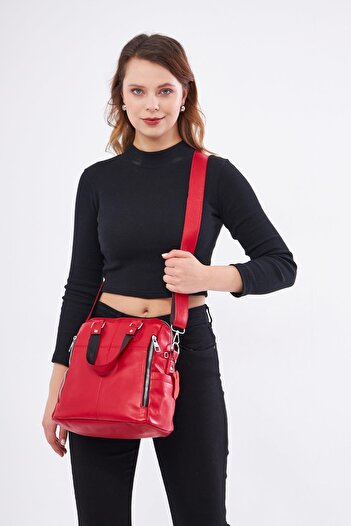 DERİNSS Derinss Dkb0049 Genuine Leather Red Women's Hand and Shoulder Bag