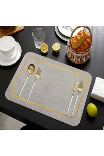 Else Dekor Pattern Washable Non-Slip Rectangular American Service Plate Under Plate