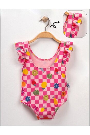 BUUFUU Girl - Ruffled and Printed Patterned Swimsuit