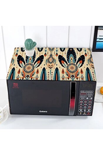 3D ELSE HALI 35x100 cm Colorful Feathers Patterned Decorative Microwave Oven Cover