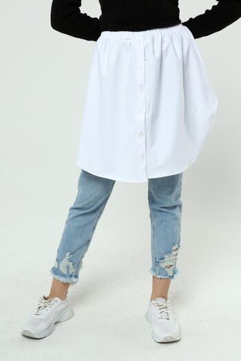 ilmek Women's White Elastic Waist Shirt Looking Rescue Inner Add Skirt 22109
