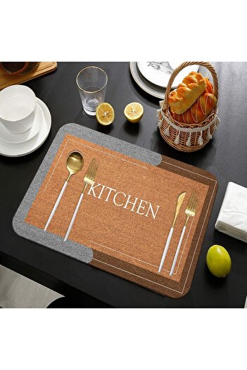 Else Dekor Jute Patterned Washable Non-Slip Rectangular American Service Plate Under Plate