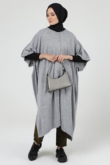 ilmek Women's Buttoned Long Loose Winter Knitwear Poncho 4253